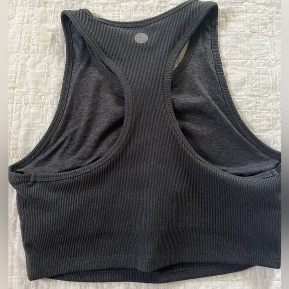 Never worn! Grey/black crop tank with built in bra - Picture 2 of 3